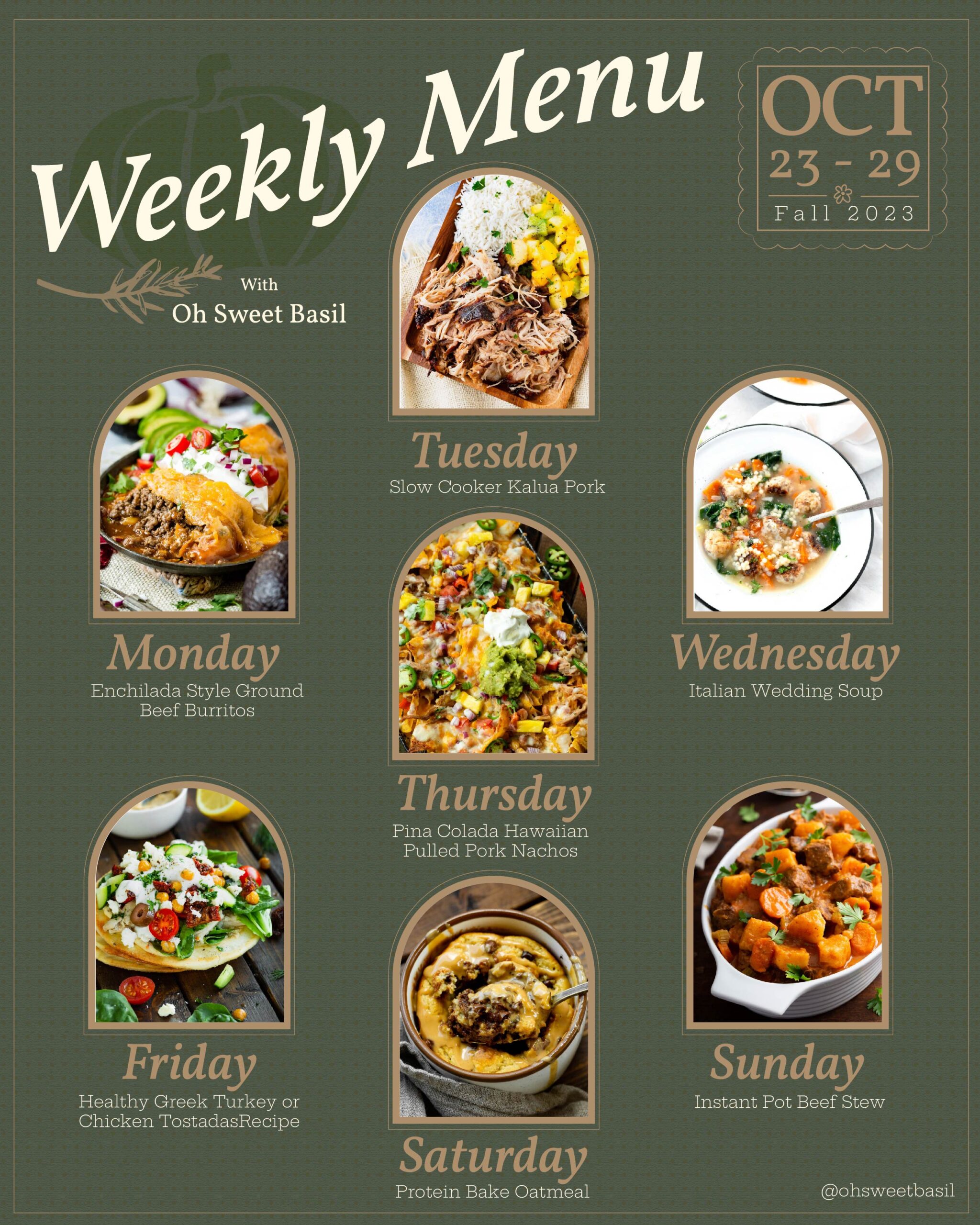Weekly Menu Plan – Oct. 23 to 29