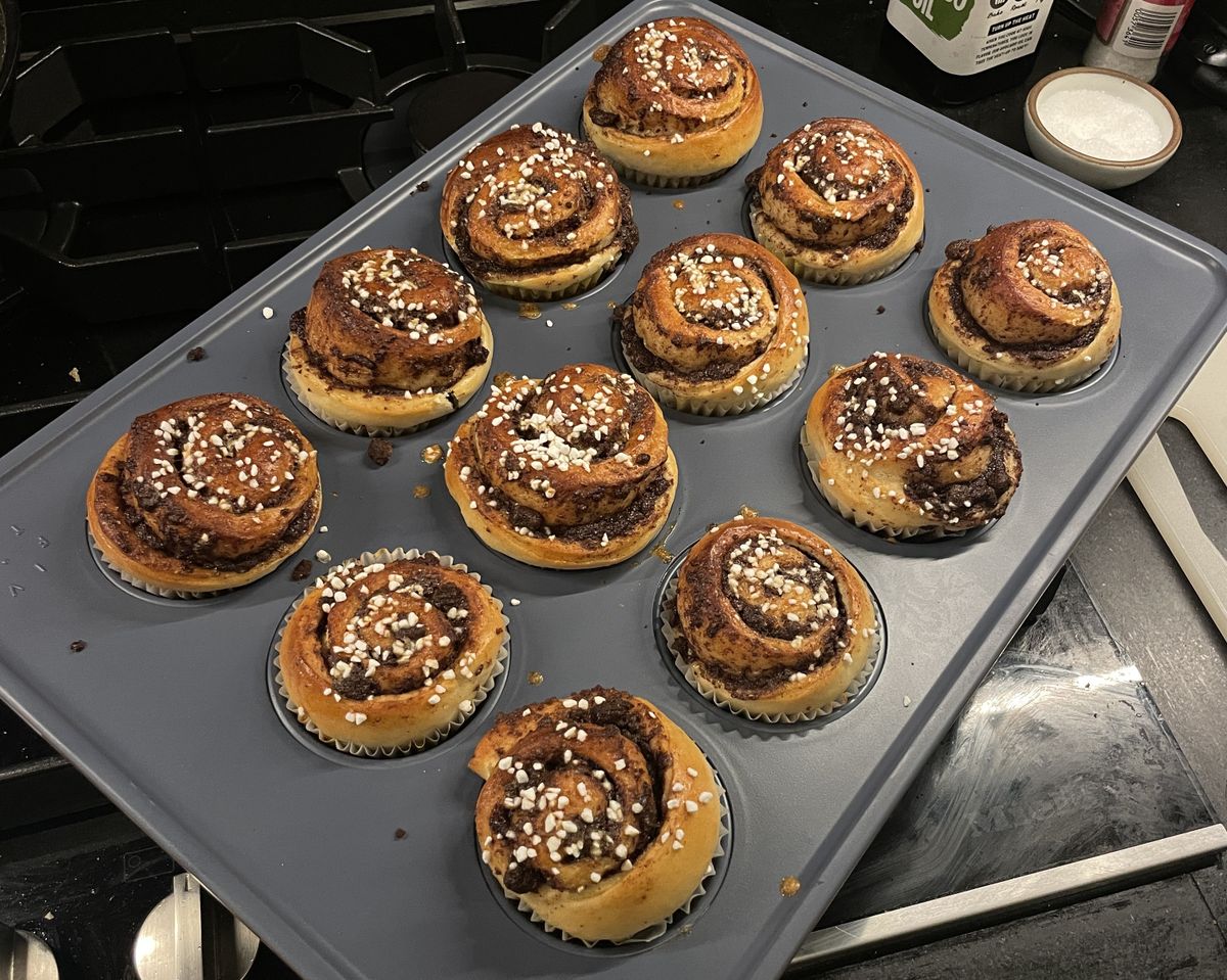 Fluffy Cinnamon Buns with Pearl Sugar
