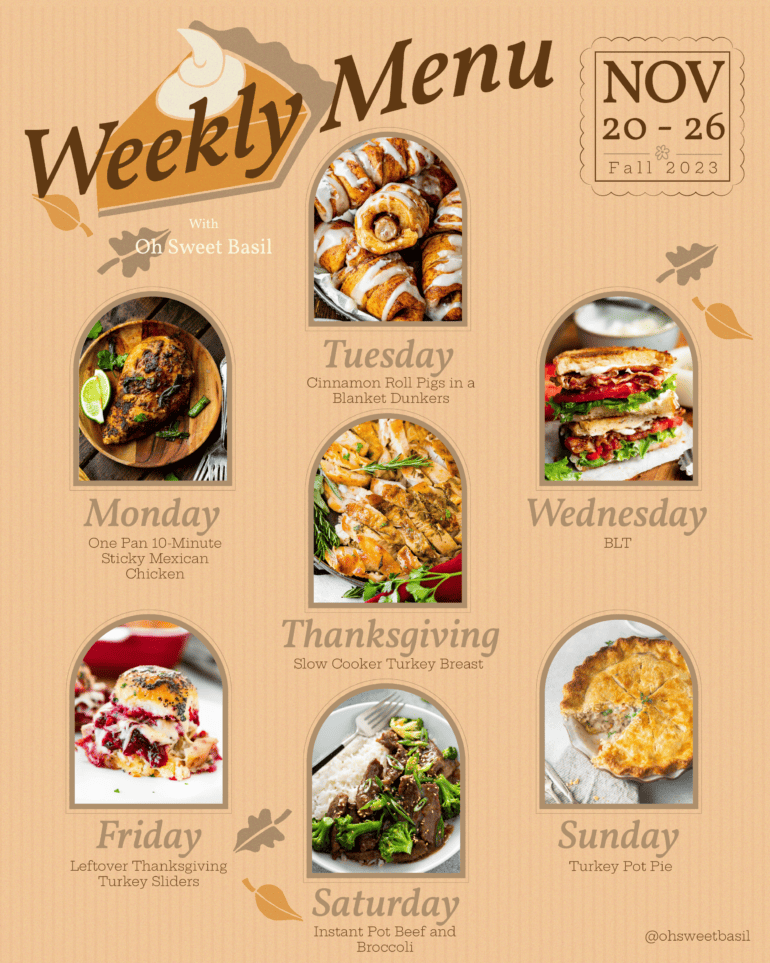 Weekly Menu Plan – Nov. 20 to 26