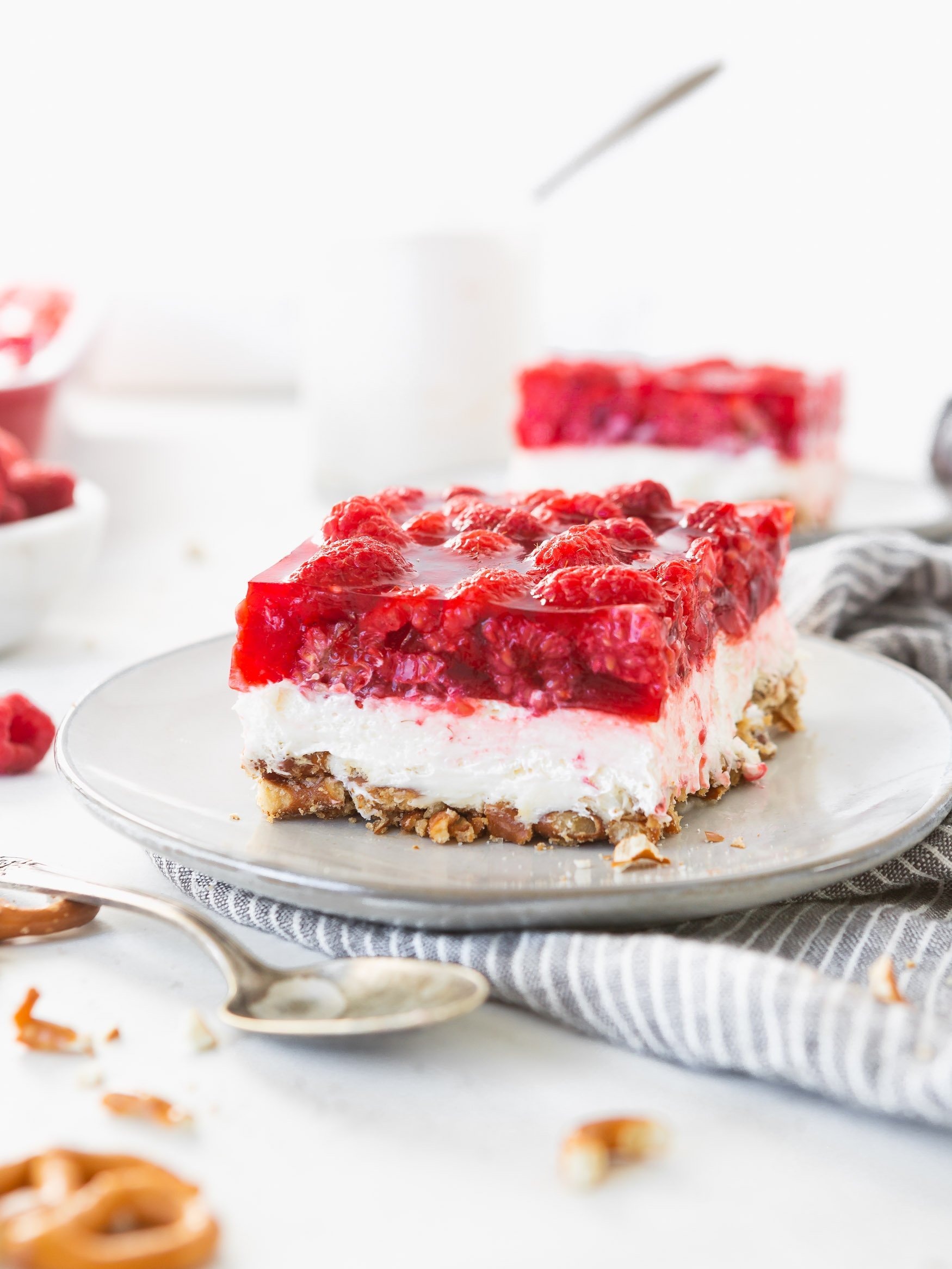 Raspberry Pretzel Jello Salad – Oh Candy Basil