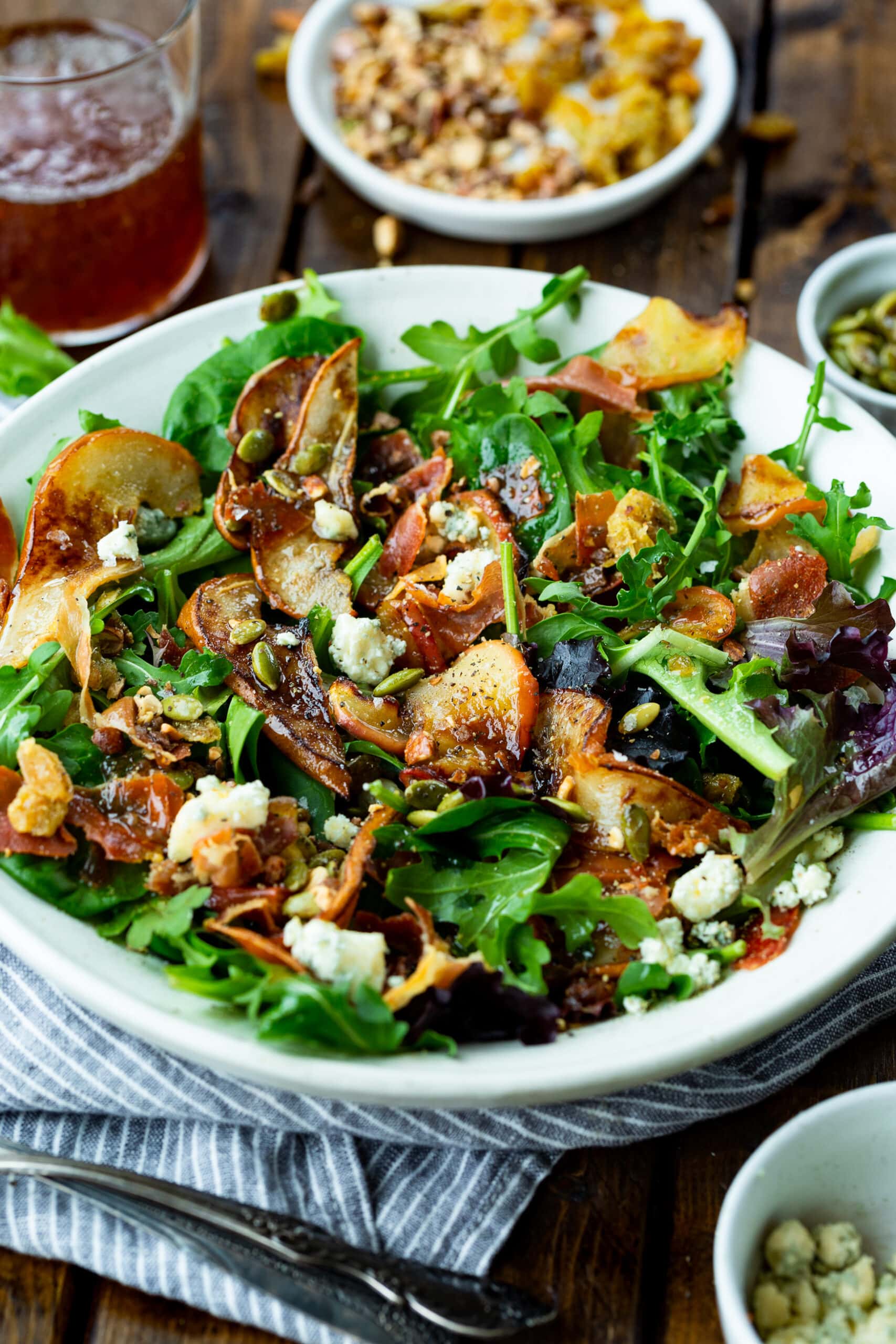 Roasted Pear & Apple Salad w/ Maple French dressing