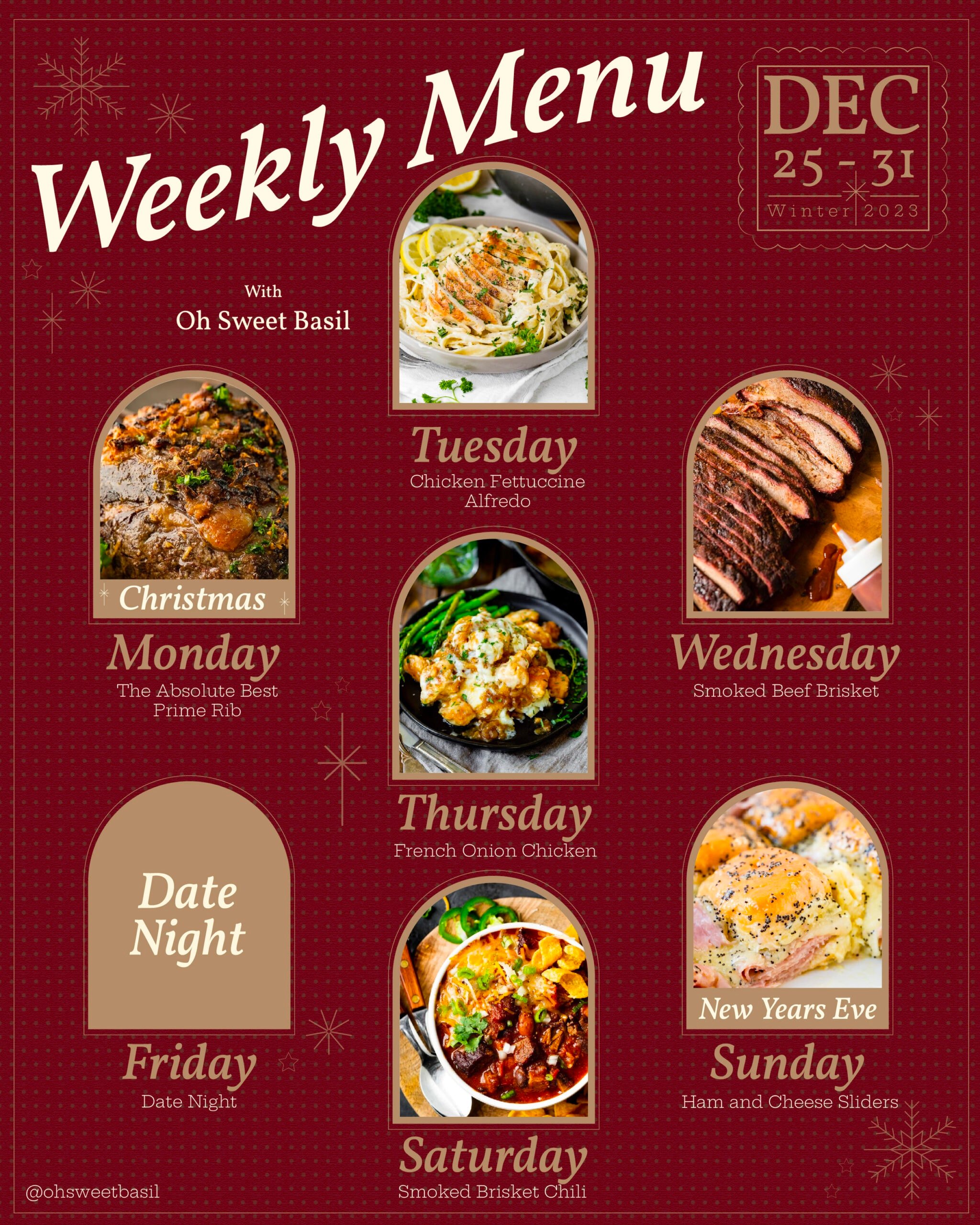Weekly Menu Plan – Dec. 25 to 31