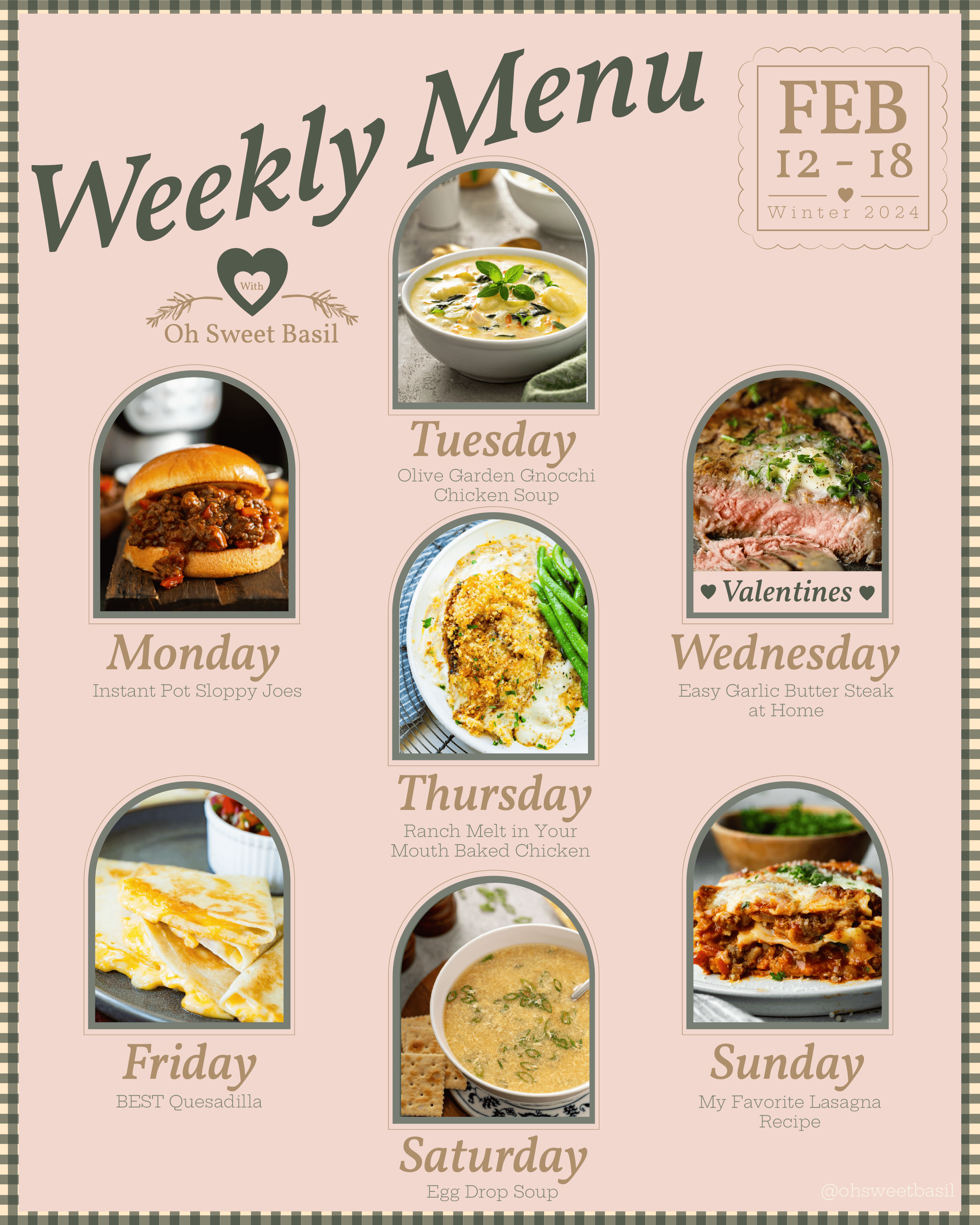 Weekly Menu Plan – Feb. 12 to 18