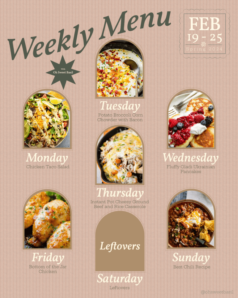 Weekly Menu Plan – Feb. 19 to 25
